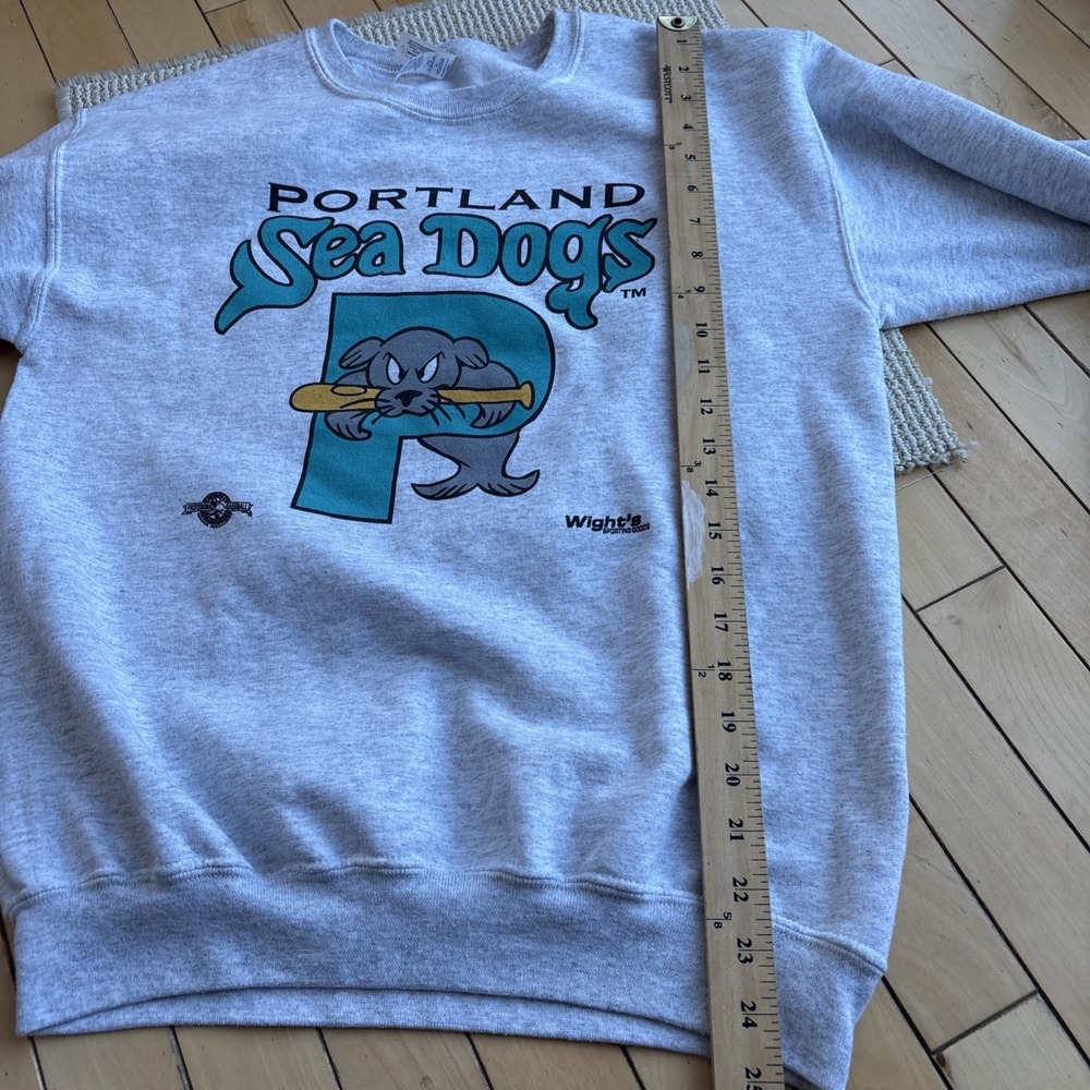 Vintage Portland Sea Dogs Maine Sweatshirt XL Gray Crewneck Youth Baseball - Picture 9 of 11